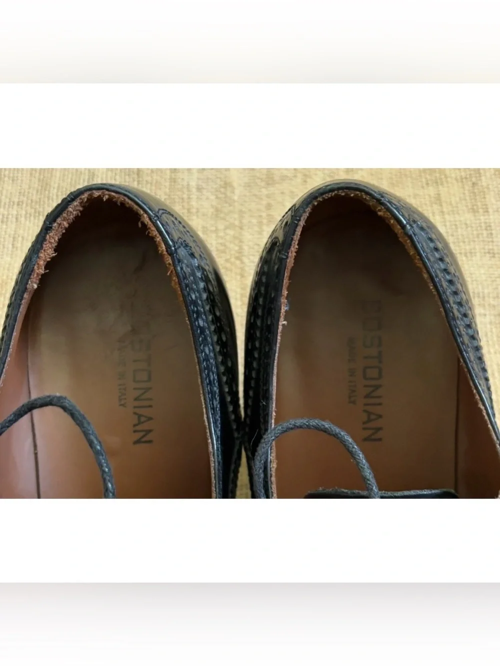 Bostonian Black Leather Wingtip Oxfords Shoes Sz 9 M Made In Italy AS IS READ